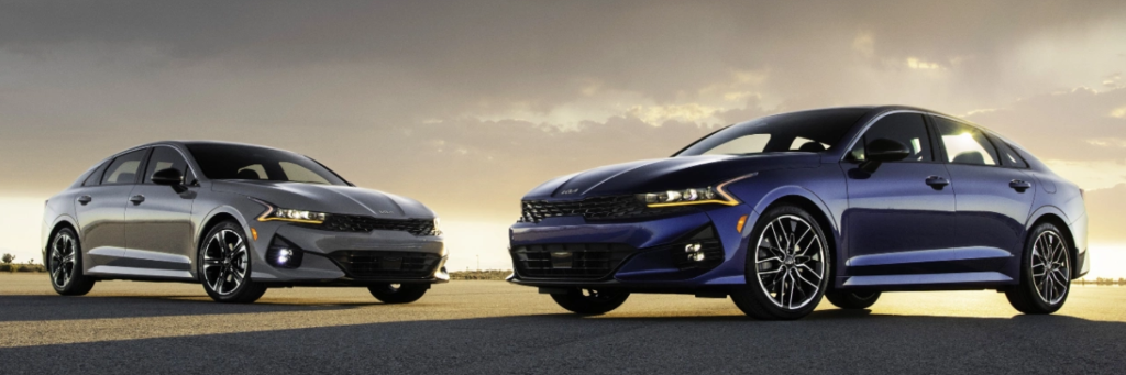 Two new 2024 Kia K5 GT-Lines.