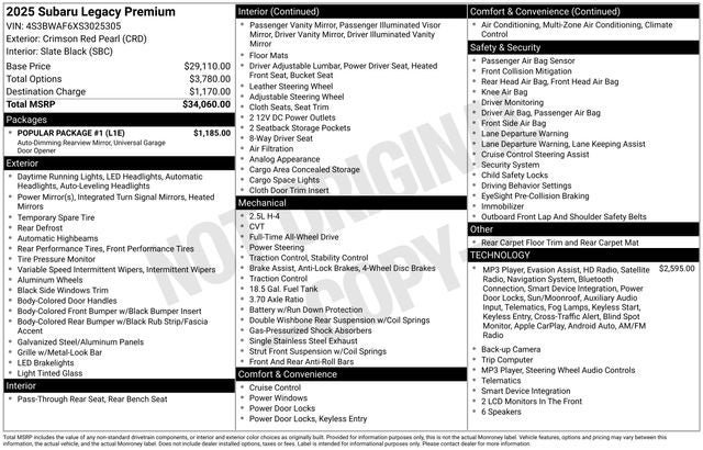 2025 Subaru Legacy Premium