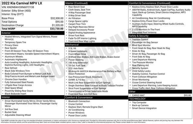 2022 Kia Carnival LX