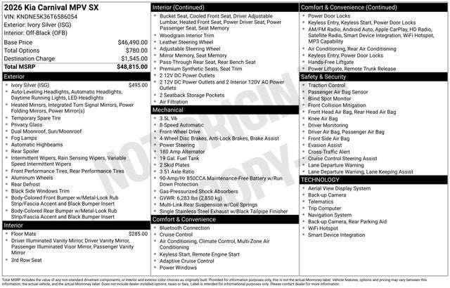 2026 Kia Carnival SX Prestige
