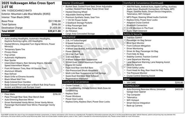 2025 Volkswagen Atlas Cross Sport 2.0T SE