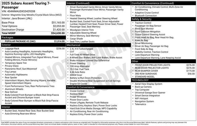 2025 Subaru Ascent Touring