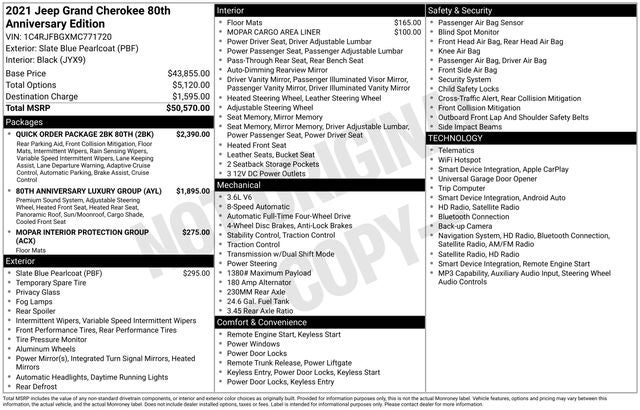 2021 Jeep Grand Cherokee 80th Anniversary Edition