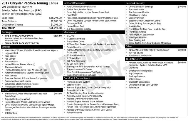 2017 Chrysler Pacifica Touring L Plus