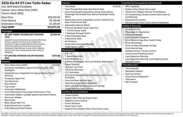 2026 Kia K4 GT-Line Turbo
