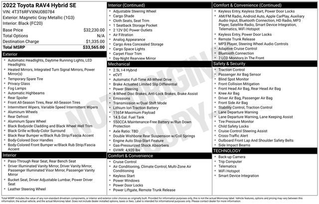 2022 Toyota RAV4 Hybrid SE