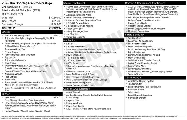 2026 Kia Sportage X-Pro Prestige