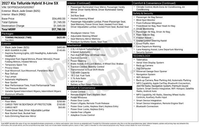 2027 Kia Telluride Hybrid X-Line SX