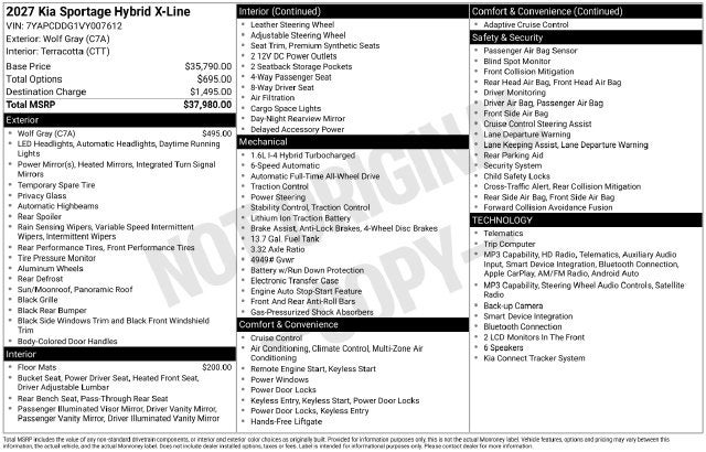 2027 Kia Sportage Hybrid X-Line