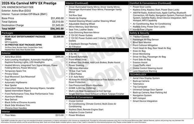 2026 Kia Carnival SX Prestige