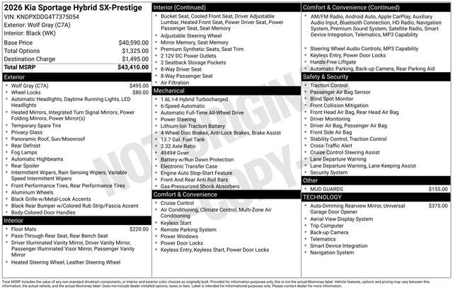 2026 Kia Sportage Hybrid SX-Prestige